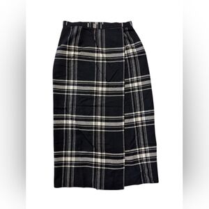 Liz Claiborne Skirt Wrap Maxi Wool Blend Plaid Black/White Size 14